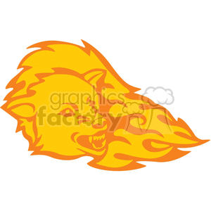 A stylized clipart image of an angry bear head emerging from flames. The bear is colored in shades of orange and yellow, with an aggressive expression and jagged lines representing fire.