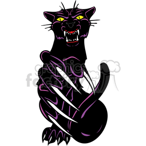 The clipart image features a stylized depiction of a fierce panther with prominent claws in an attack position. It has an aggressive facial expression with bared teeth and seems like a design that could be used for tattoos, vinyl signage, or as graphic art for various applications that require a bold, predator-themed visual element.