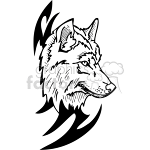 Stylized Wolf Head Vector Design for Tattoos and Signage