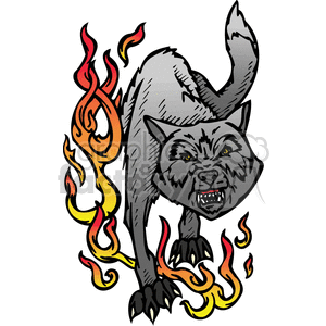 Fiery Wolf for Tattoo and Signage Design