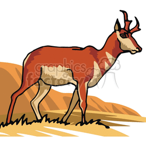 The clipart image shows a realistic depiction of a gazelle, shown in profile view, with grass below it