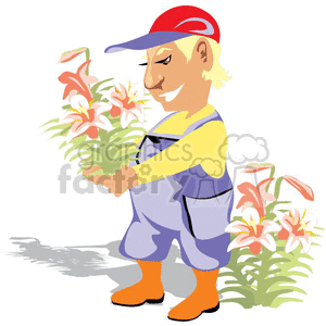 man planting a flower