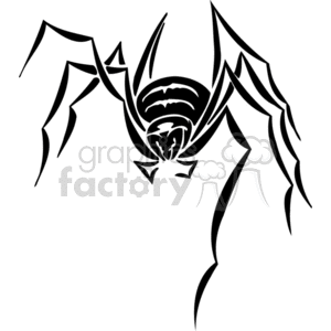 The image displays a stylized black-and-white clipart of a spider, designed to be suitable for vinyl cutting, often used for decals, stickers or Halloween decorations. The spider appears to be inspired by a black widow, recognizable by the hourglass shape, suggesting a spooky or scary theme.