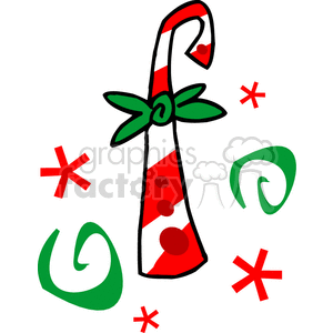 Candycane with a green bow on it