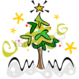 Whimsical Christmas Tree with Star and Decorations