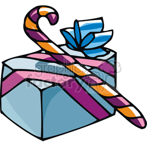 Gift box and candy cane