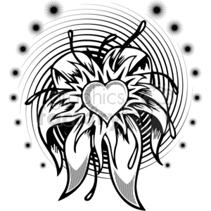 Flower Heart Tattoo Design with a spiral