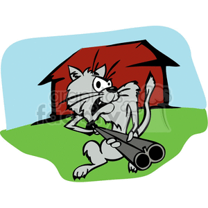 Mean old farmer cat holding a shotgun