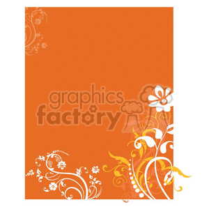 An orange background with decorative white and yellow floral designs in the corners. The floral elements are intricate and swirly, adding an elegant touch to the image.