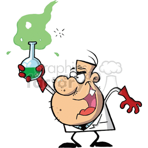 Mad Scientist Cartoon with Green Potion