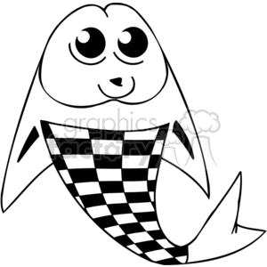 a big eyed checkered fish in a white background