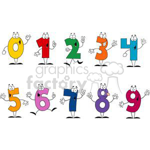 Colorful Cartoon Number Set