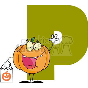 Funny Cartoon Pumpkin with Letter P