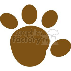 This image contains a simple graphic of a brown animal paw print.