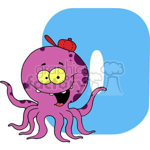 Funny Cartoon Octopus with Letter O