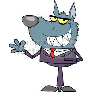 Cartoon Wolf in Business Attire - Corporate World