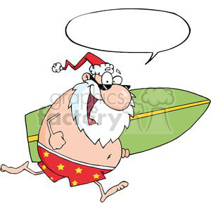 Santa-Running-With-A-Surfboard-With-Speech-Bubble