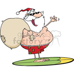 3752-Santa-Claus-Carrying-His-Sack-While-Surfing