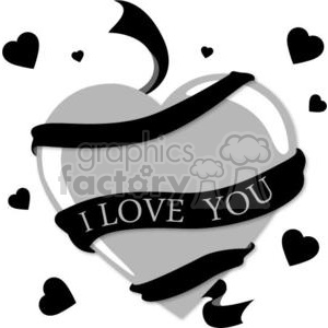 black and gray heart with an I love you ribbon