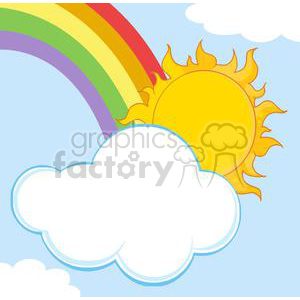sun hiding behind cloud and rainbow
