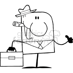 4346-Cartoon-Doodle-Businessman-Holding-A-Thumb-Up