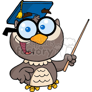   4299-Owl-Teacher-Cartoon-Character-With-Graduate-Cap-And-Pointer 