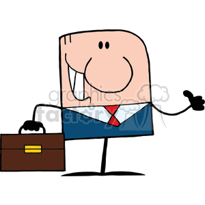 Cartoon Businessman Holding Thumb Up