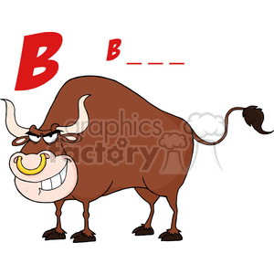 A cartoon illustration of an angry bull with a nose ring, featuring the letter 'B' and missing letters forming the word 'Bull'.