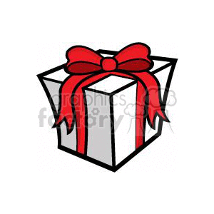 White Gift Box with Red Ribbon