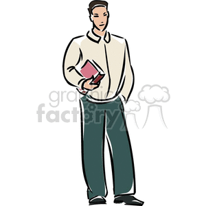 Cartoon student holding a text book