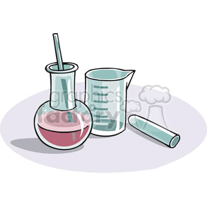 Cartoon chemistry beaker and test tube