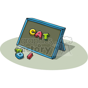 Cartoon blackboard with letters 