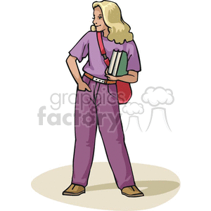 Cartoon student holding books 