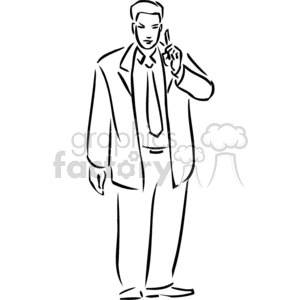 Clipart of a person in a suit and tie, gesturing with one hand as if speaking or explaining.