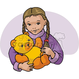 Cartoon little girl with a teddybear