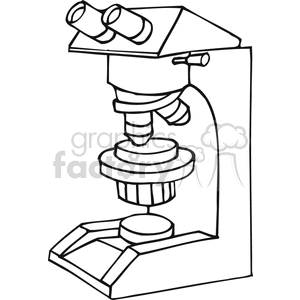 Black and white outline of a magnifying microscope 