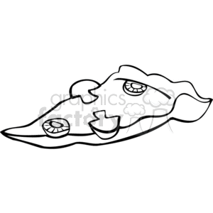 A black and white clipart illustration of a slice of pizza with mushroom toppings.