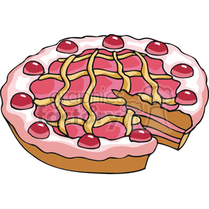 A clipart image of a cherry pie with a lattice crust.