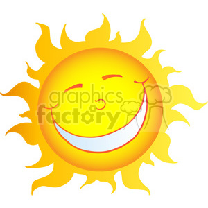 12903 RF Clipart Illustration Happy Smiling Sun Cartoon Character
