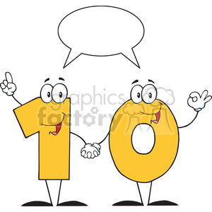 128120 RF Clipart Illustration Number Ten Cartoon Character With Speech Bubble