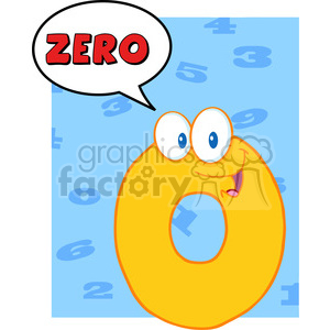 4964-Clipart-Illustration-of-Number-Zero-Cartoon-Mascot-Character-With-Speech-Bubble