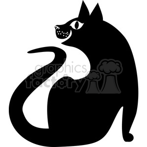 vector clip art illustration of black cat 038