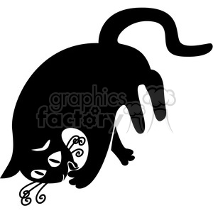 vector clip art illustration of black cat 042