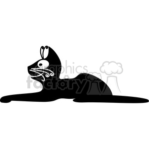 Vector clip art illustration of black cat waiting for treats