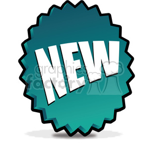 A teal starburst badge with the word 'NEW' prominently displayed in bold, white uppercase letters.