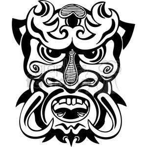 ancient tiki face masks clip art 003