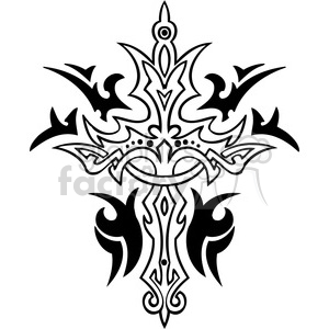 An intricate, stylized cross design suitable for religious-themed tattoos or vinyl art.