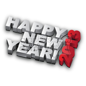 3D text of 'Happy New Year 2013' in silver and red colors.