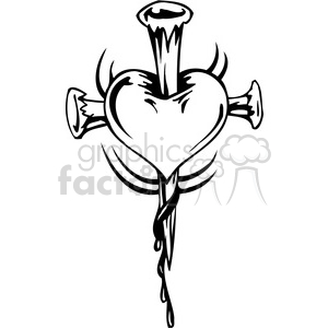 A clipart image featuring a stylized heart with a cross motif, resembling a tattoo design. It symbolizes Christian themes of love and sacrifice.