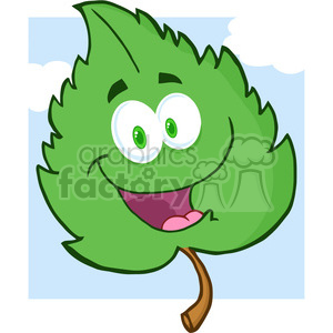 5143-Happy-Green-Leaf-Royalty-Free-RF-Clipart-Image